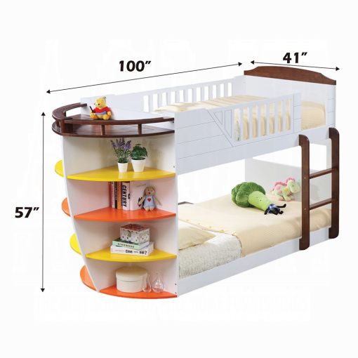 Acme Neptune White & Chocolate Twin/Twin Bunk Bed - Image 4