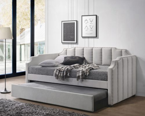 Acme Peridot Dove Gray Velvet Daybed with Trundle (Twin)