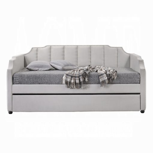 Acme Peridot Dove Gray Velvet Daybed with Trundle (Twin) - Image 3