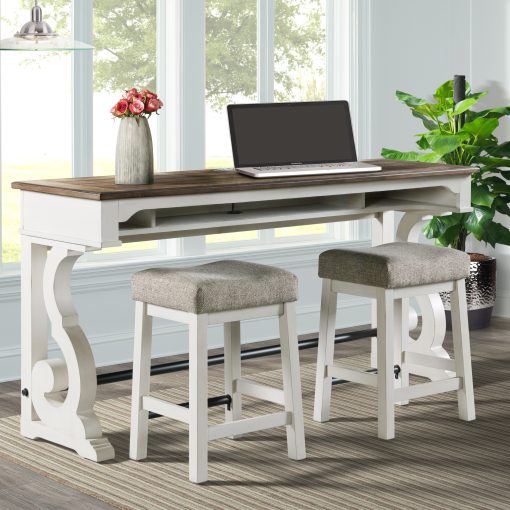 Intercon Drake Rustic White and French Oak Sofa Bar Table - Image 3