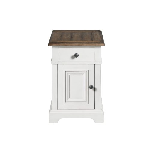 Intercon Drake Rustic White and French Oak Chairside Table - Image 2