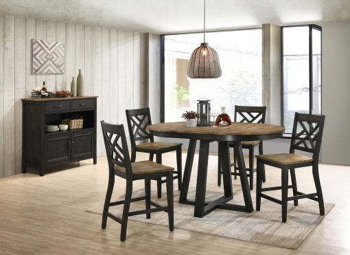 Intercon Harper Brushed Brown and Pecan Lattice Stool - Image 3