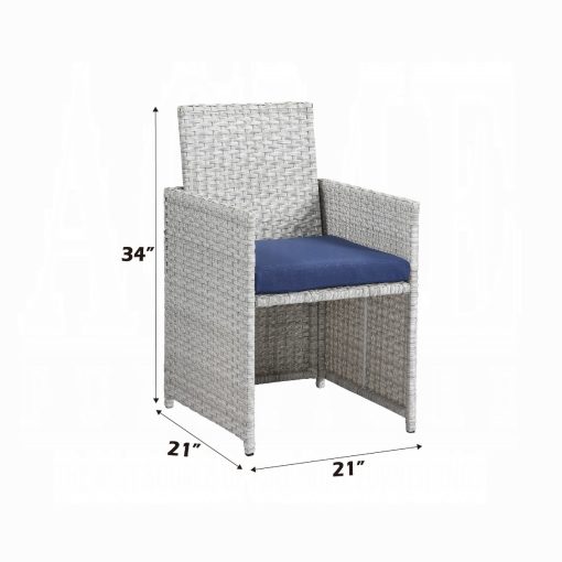 Acme Paitalyi Blue Fabric & Wicker 9PC Bistro Set - Image 3