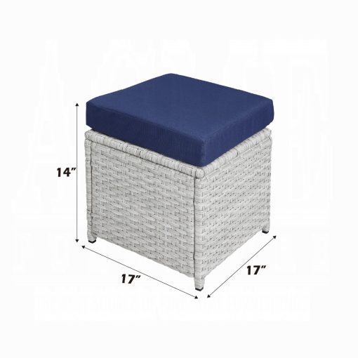 Acme Paitalyi Blue Fabric & Wicker 9PC Bistro Set - Image 4