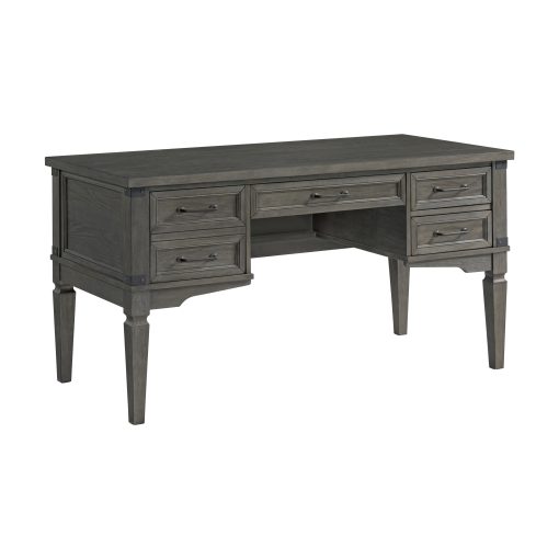 Intercon Foundry Brushed Pewter 60" Half Ped Desk