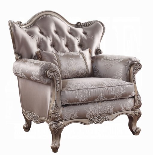Acme Jayceon Fabric & Champagne Chair with Pillow