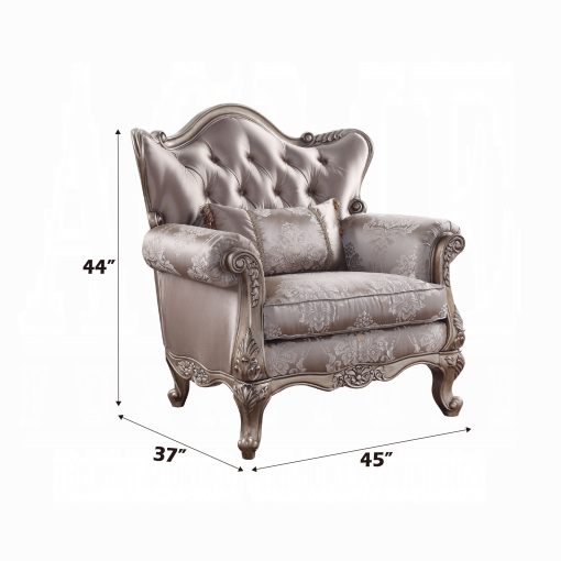 Acme Jayceon Fabric & Champagne Chair with Pillow - Image 5