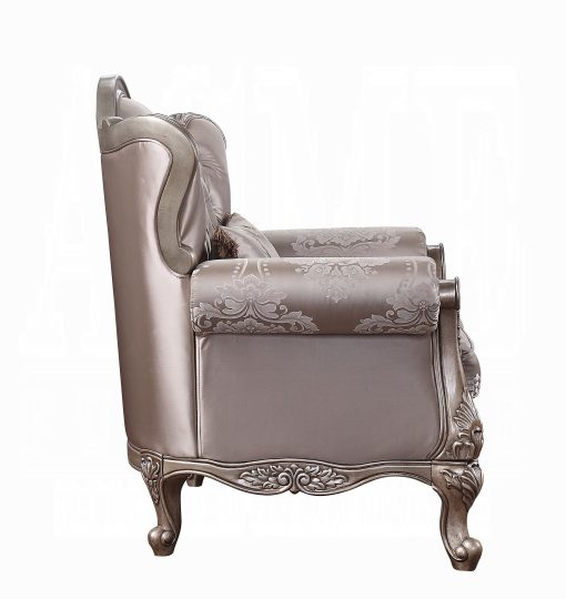 Acme Jayceon Fabric & Champagne Chair with Pillow - Image 3