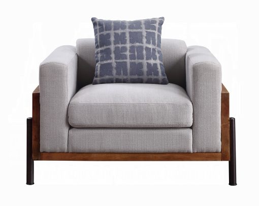 Acme Pelton Fabric & Walnut Chair with Pillow - Image 2