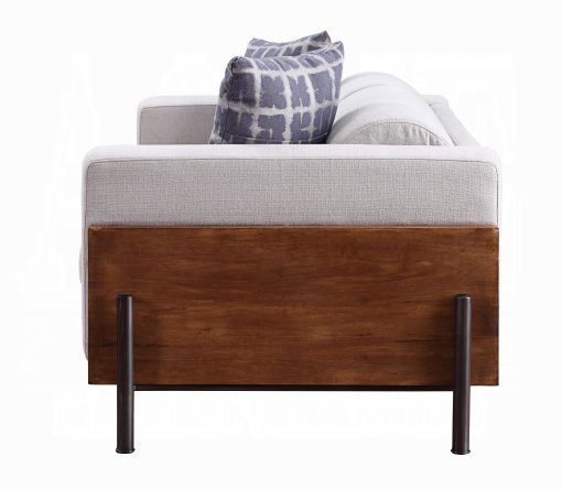 Acme Pelton Fabric & Walnut Chair with Pillow - Image 3