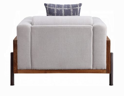 Acme Pelton Fabric & Walnut Chair with Pillow - Image 4