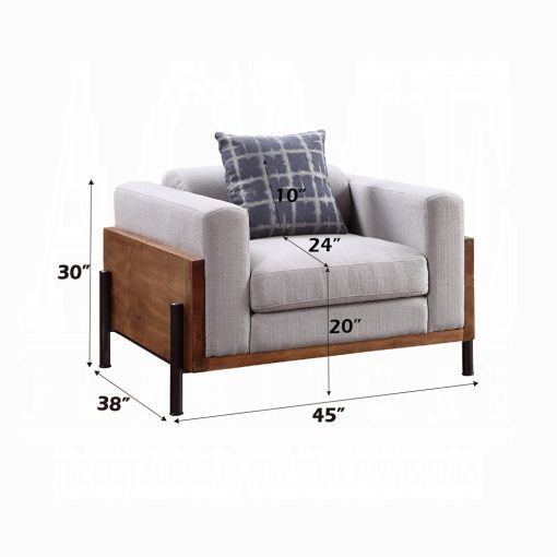 Acme Pelton Fabric & Walnut Chair with Pillow - Image 5