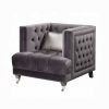 Acme Hegio Gray Velvet Chair with Pillow