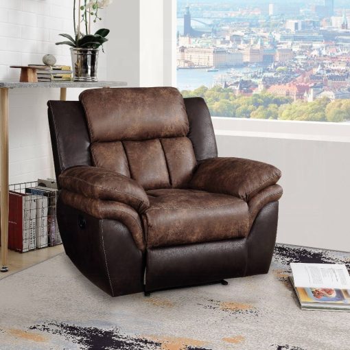 Acme Jaylen Toffee & Espresso Polished Microfiber Motion Recliner