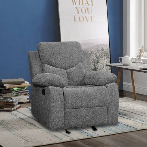 Acme Kalen Gray Chenille Motion Glider Recliner