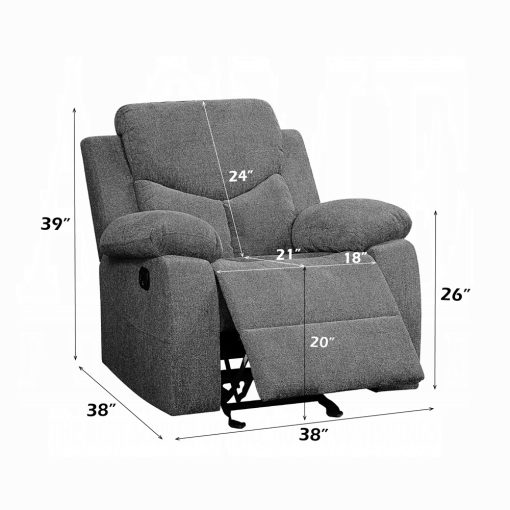 Acme Kalen Gray Chenille Motion Glider Recliner - Image 8