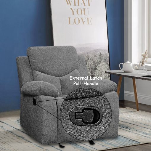 Acme Kalen Gray Chenille Motion Glider Recliner - Image 9