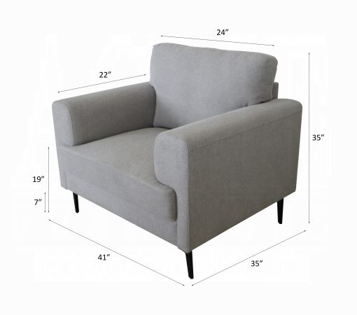 Acme Kyrene Light Gray Linen Chair - Image 4