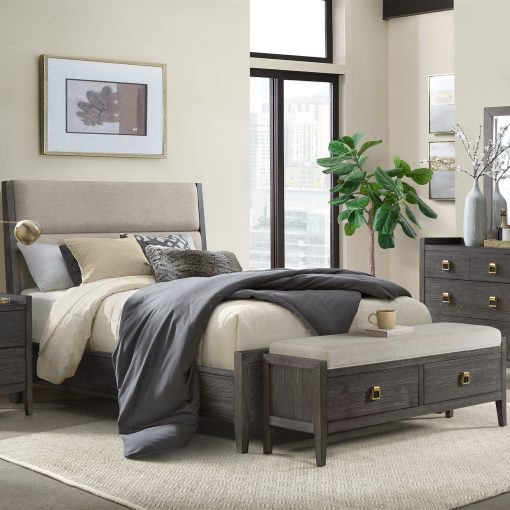 Intercon Portia Brushed Brindle Upholstered Bed - Image 2