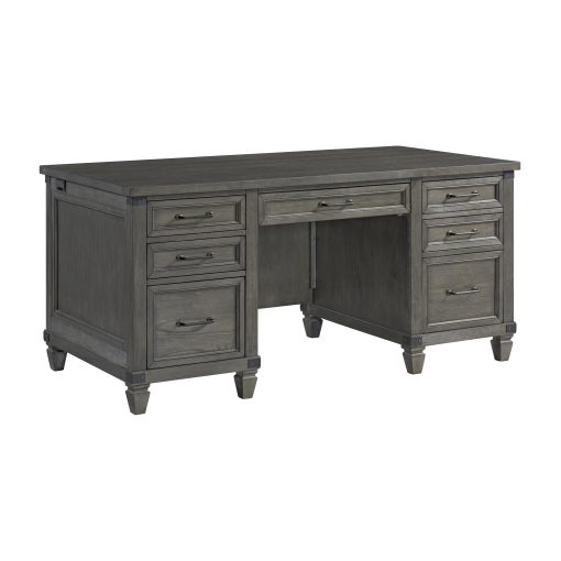Intercon Foundry Brushed Pewter Executive Desk