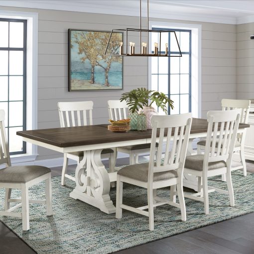 Intercon Drake Rustic White and French Oak Dining Table - Image 3