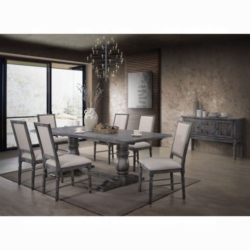 Acme Leventis Weathered Gray Rectangular Dining Table
