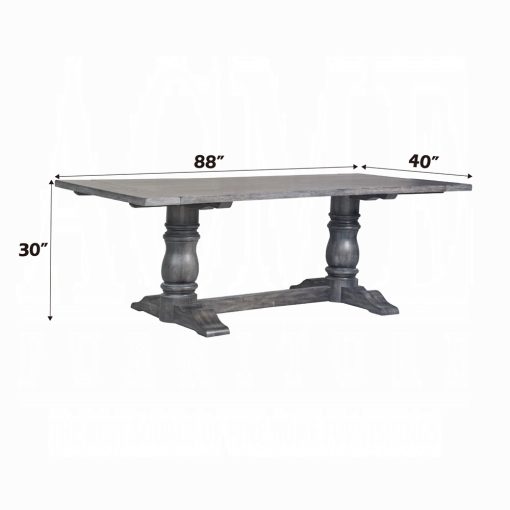 Acme Leventis Weathered Gray Rectangular Dining Table - Image 6