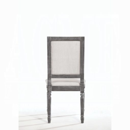 Acme Leventis Cream Linen & Weathered Gray Armless Side Chair Set of 2 - Image 4