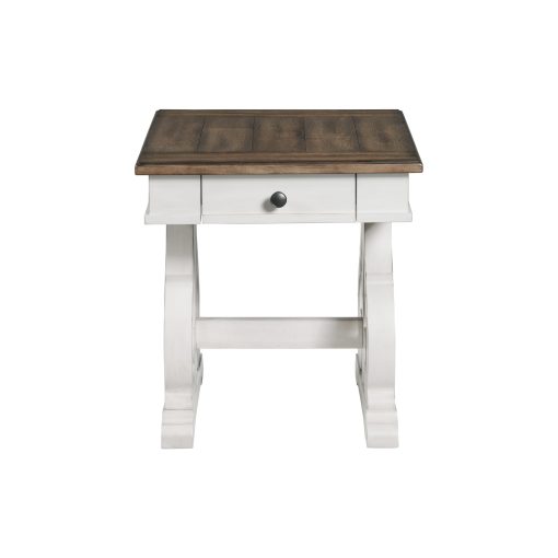Intercon Drake Rustic White and French Oak End Table - Image 2