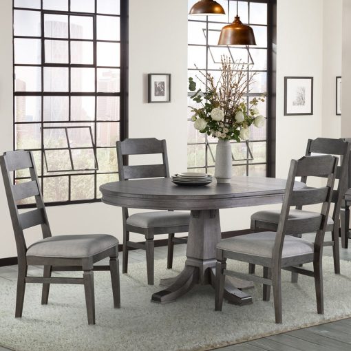 Intercon Foundry Brushed Pewter Pedestal Table - Image 5