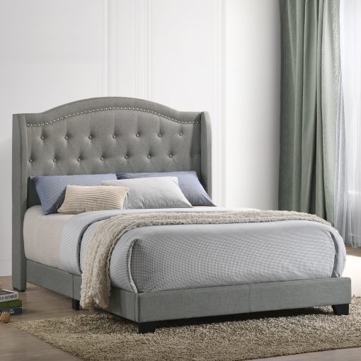 Intercon Rhyan Smoke Finish Upholstered Bed