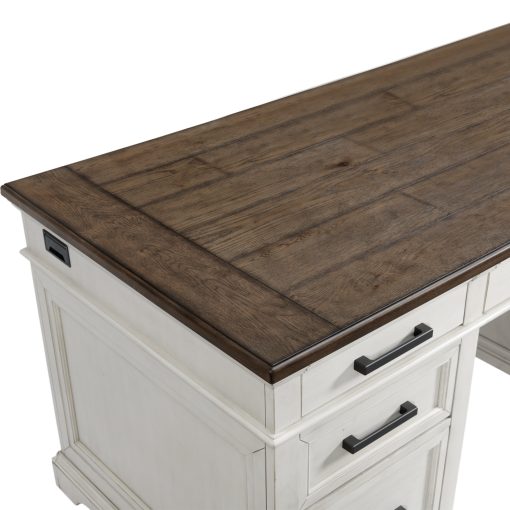Intercon Drake Rustic White and French Oak Executive Desk - Image 3