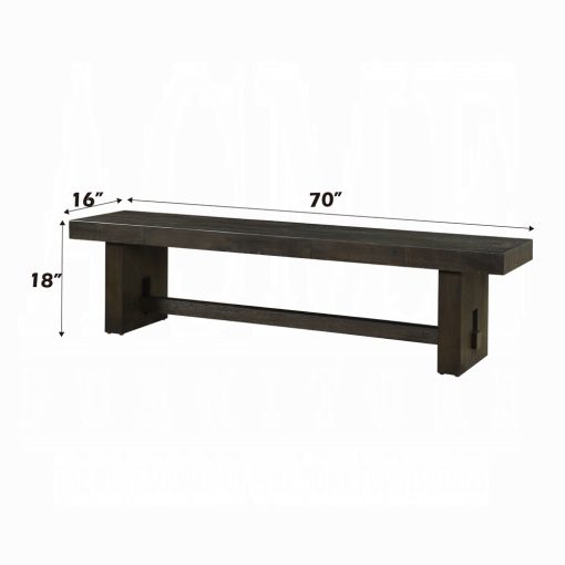 Acme Haddie Distressed Walnut Bench - Image 3
