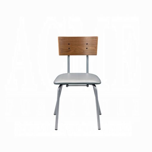 Acme Jurgen Gray Synthetic Leather Oak & Silver Side Chair Set of 2 - Image 2