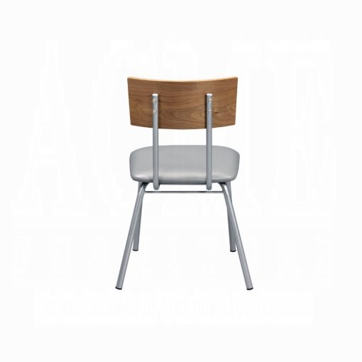 Acme Jurgen Gray Synthetic Leather Oak & Silver Side Chair Set of 2 - Image 4