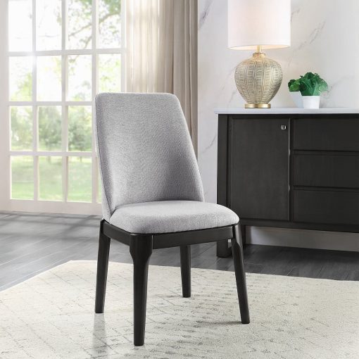 Acme Light Gray Linen & Gray Oak Madan Side Chair Set of 2