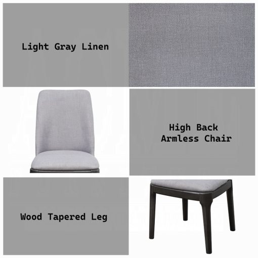 Acme Light Gray Linen & Gray Oak Madan Side Chair Set of 2 - Image 9