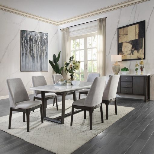 Acme Light Gray Linen & Gray Oak Madan Side Chair Set of 2 - Image 7