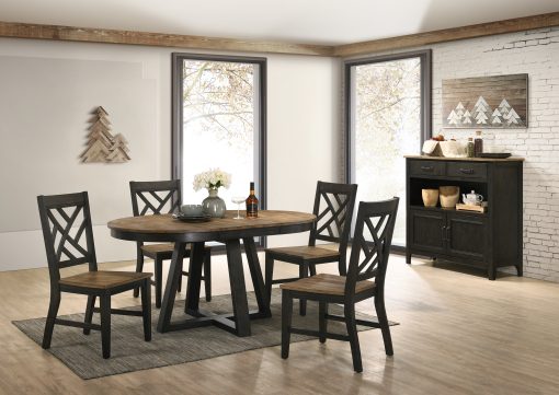 Intercon Harper Brushed Brown and Pecan Round Dining Table - Image 3