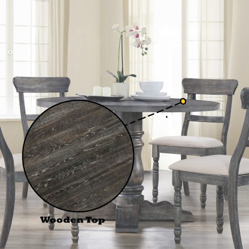 Acme Leventis Weathered Gray Round Dining Table - Image 3