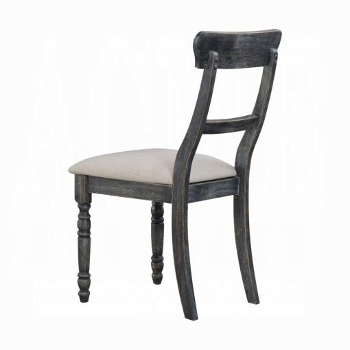 Acme Leventis Light Brown Linen & Weathered Gray Side Chair Set of 2 - Image 2