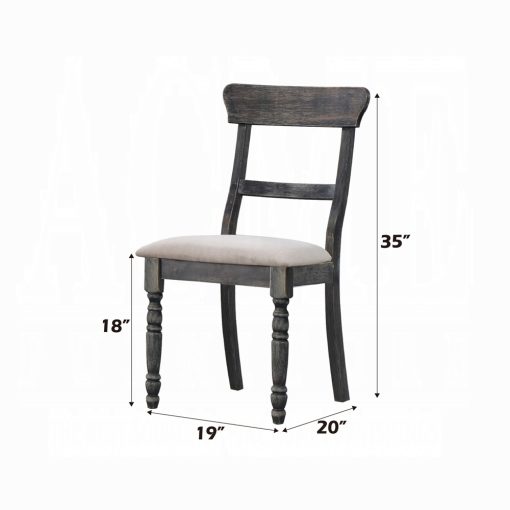 Acme Leventis Light Brown Linen & Weathered Gray Side Chair Set of 2 - Image 3