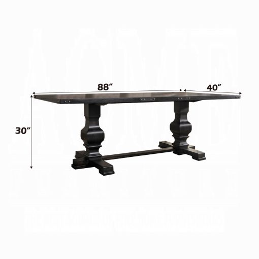 Acme Morland Vintage Black Dining Table - Image 2