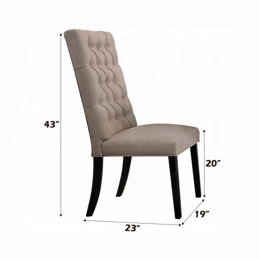 Acme Morland Tan Linen & Vintage Black Side Chair Set of 2 - Image 2