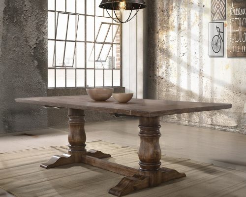 Acme Leventis Weathered Oak Rectangular Trestle Dining Table