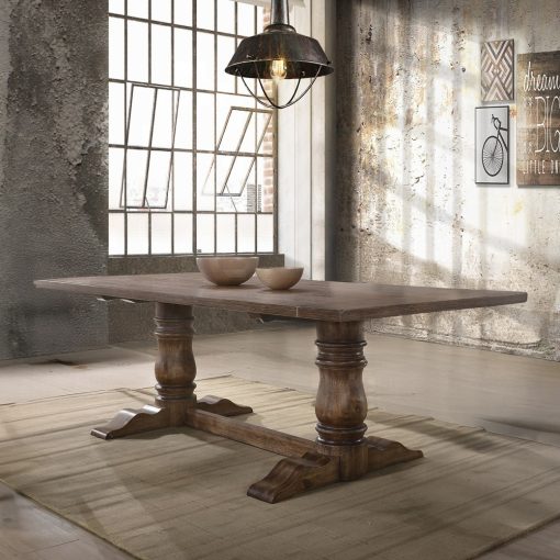 Acme Leventis Weathered Oak Rectangular Trestle Dining Table