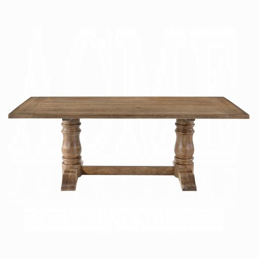 Acme Leventis Weathered Oak Rectangular Trestle Dining Table - Image 3