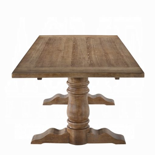 Acme Leventis Weathered Oak Rectangular Trestle Dining Table - Image 4