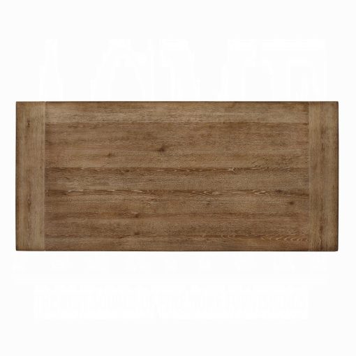Acme Leventis Weathered Oak Rectangular Trestle Dining Table - Image 5