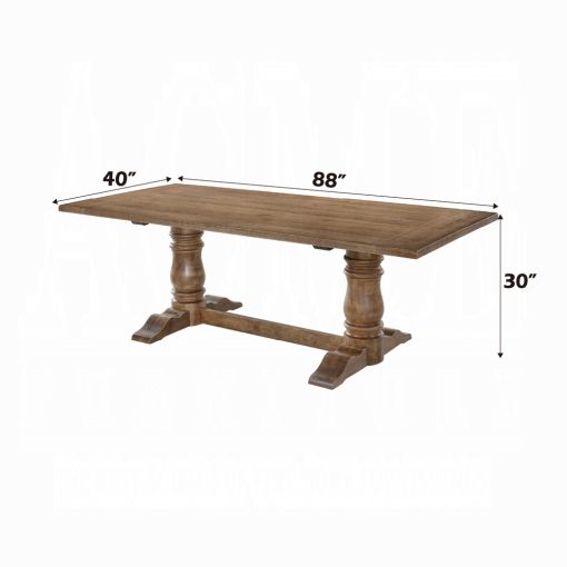 Acme Leventis Weathered Oak Rectangular Trestle Dining Table - Image 6